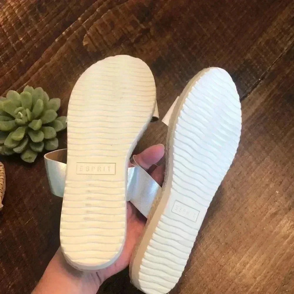 ESPIRIT | White & Silver Slip-On Flat Sandals - Picture 3 of 6